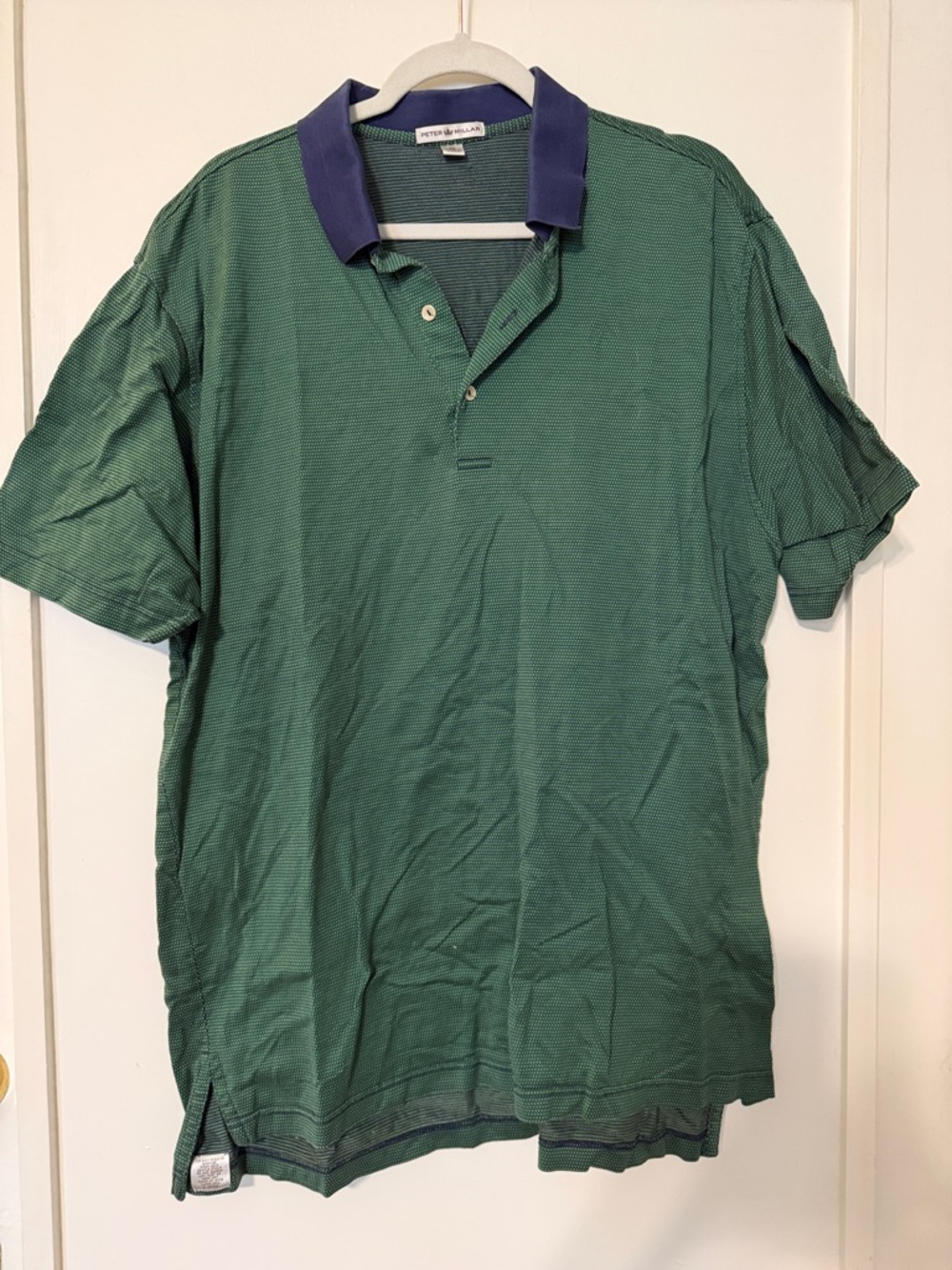 Peter Millar Green Polo with Navy Contrast Collar
